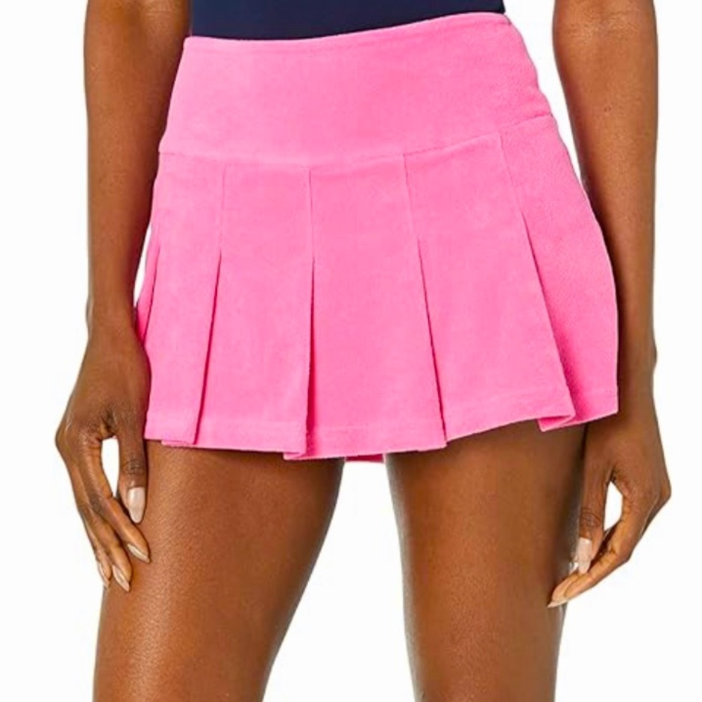 Pleated Terry Cloth Skort in Pink size Medium